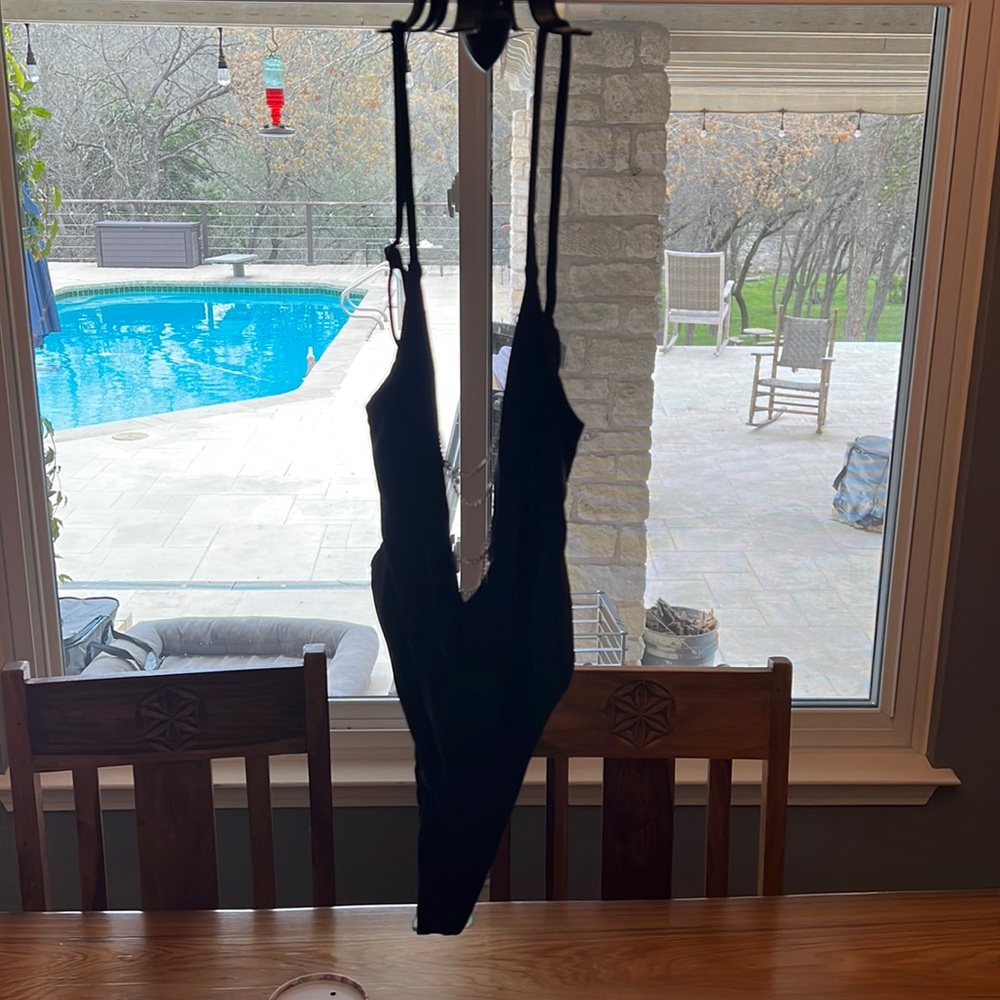 Hello molly black and gold chain swimsuit xs